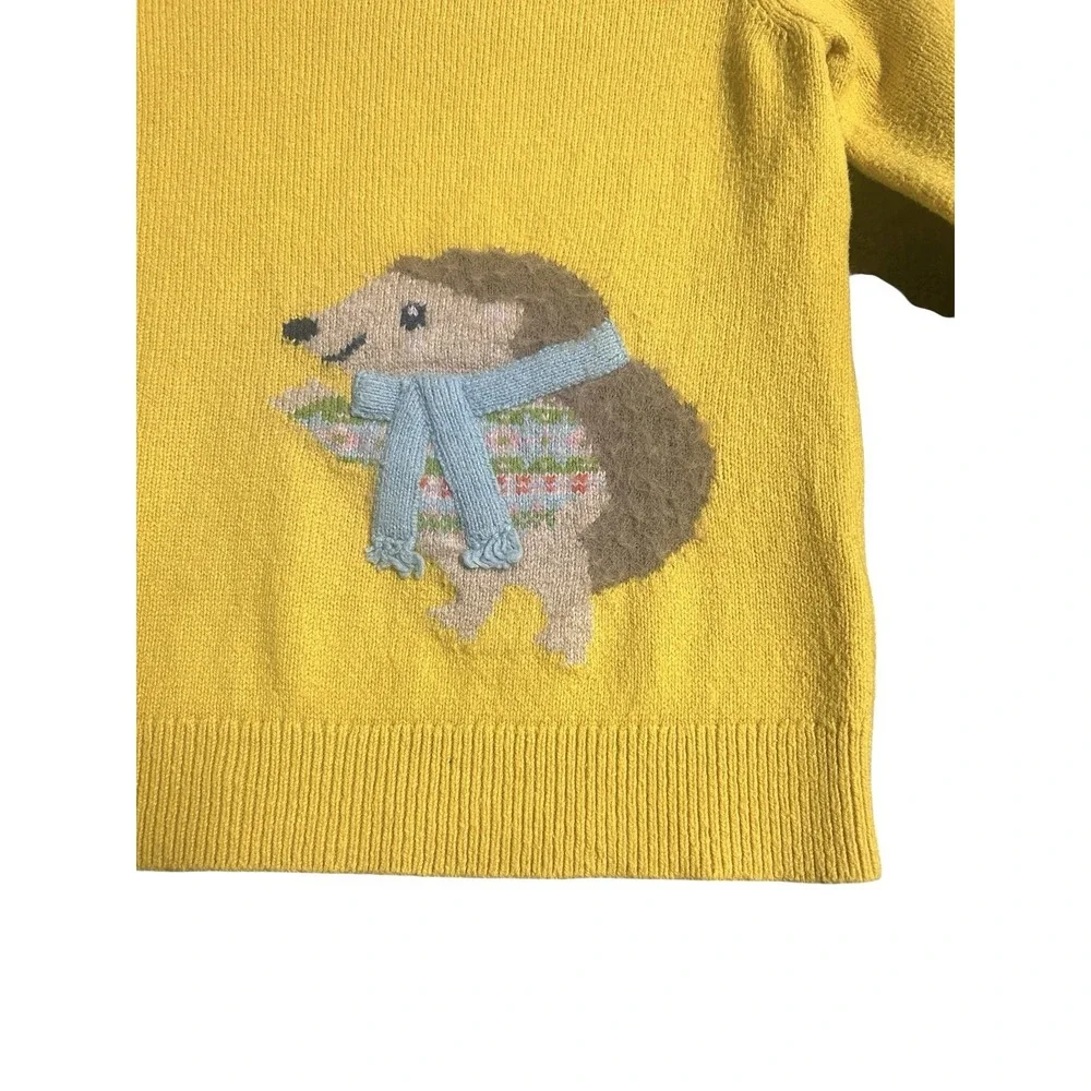 Mini Boden Sweater Girls Yellow Mustard Hedgehog Knit‎ Size 128/8 Cute